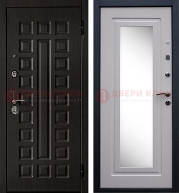 Черная филенчатая металлическая дверь МДФ с зеркалом ДЗ-83 в Подольске