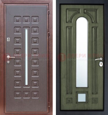 Металлическая серая дверь с порошковым покрытием и МДФ Венге с зеркалом ДЗ-84 в Подольске
