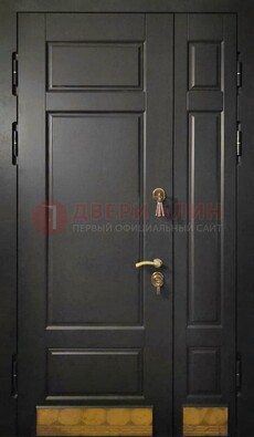 Черная полуторная железная дверь для частного дома ПЛ-2 в Подольске