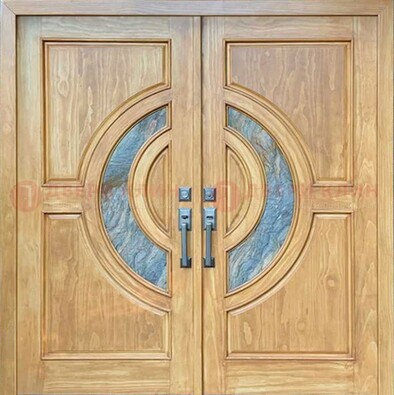 Двухстворчатая металлическая дверь с витражом ВЖ-11 в Подольске