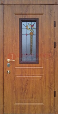 Железная дверь с МДФ и витражом ВЖ-24 в Котельниках